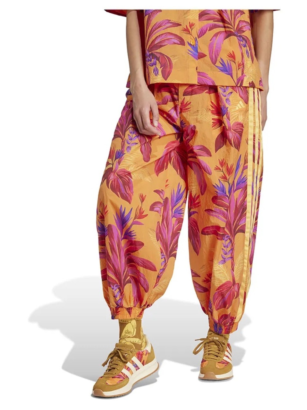 Adidas x FARM Rio Premium Joggers Tropical Floral Orange Pink S NWT